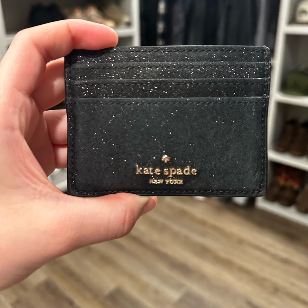 Kate Spade Black Glitter Card Case